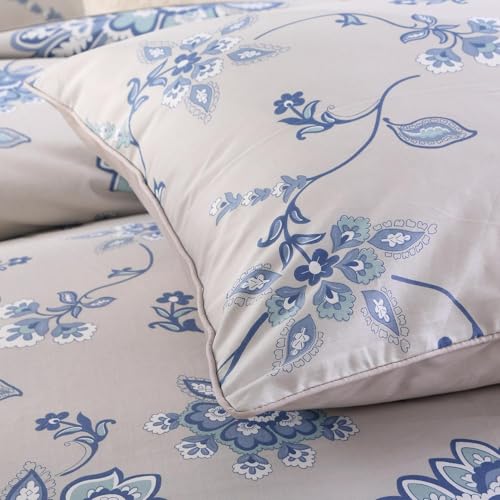 Housse de couette facile à installer et drap-housse double USTIDE bleu - 4