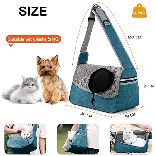 ALLSOPETS Dog Sling Carrier for Small Dogs Cats, Breathable Puppy Sling, Adjustable Shoulder Strap with Side Pocket - Image 3