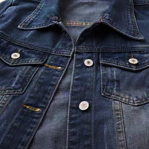 Jean Jacket Women, Denim Jacket for Women, Lightweight Button Down 3/4 Short Sleeve Cropped Plus Size Jackets with Pockets3