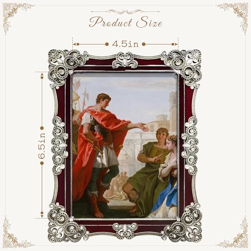 Image of DUENPY Metal 5x7 Photo Frame HD Glass Wine Red 1 Pack | Vibrant Red Metal Frame, Elegant Desktop Ornament, Perfect for Photo Display and Holiday Gifting