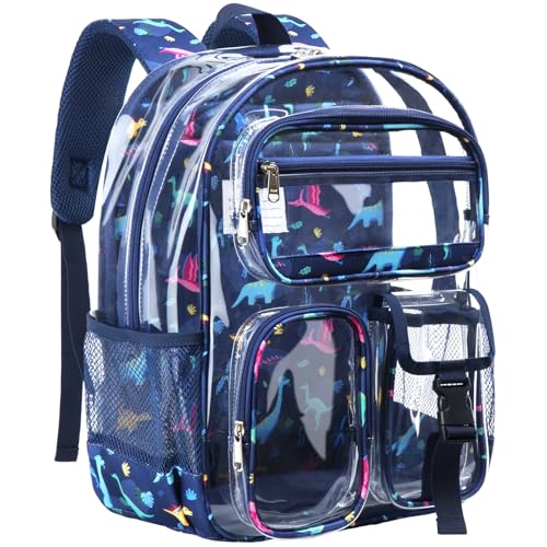 Vorspack Clear Backpack for Boys Cute Transparent School Bookbag Blue