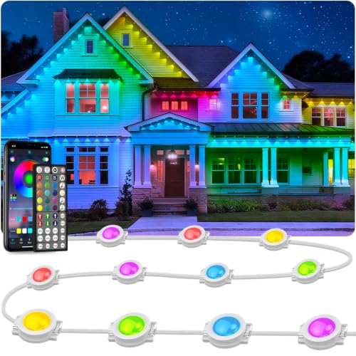 Image of LETIANPAI 300FT Permanent Outdoor Lights,RGB Eaves Light with App Control Remote,DIY Scene Modes IP67 Waterproof Under Eave Lighting,Outdoor Lights for Decor,Garden Decor,House,Party