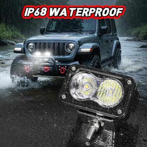 Image of 3 Inch Driving Pod Lights with Wiring Harness & Black Cover | 2Pcs Off Road Light Bar Spot Flood Combo Work Light LED Pod Waterproof Auxiliary Cube Light for Truck ATV UTV Motorcycle Boat