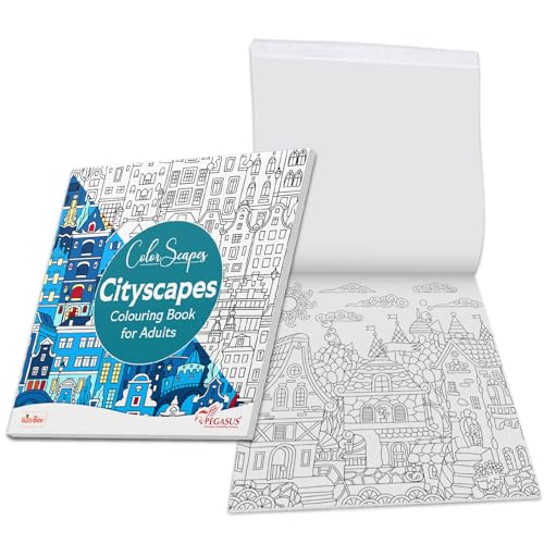 Image of Pegasus Mandala Art Colouring Book for Adults with tear out sheets - Advanced cityescapes coloring books | Improves mindfulness and relaxing for 9 + years