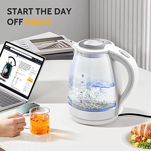 Pukomc Electric Kettle - 1.7L Hot Water Boiler - Glass Tea Kettle With Wide Opening And Led Indicator, Auto Shut-Off And Boil-Dry Protection - Series 9460 #TOP6