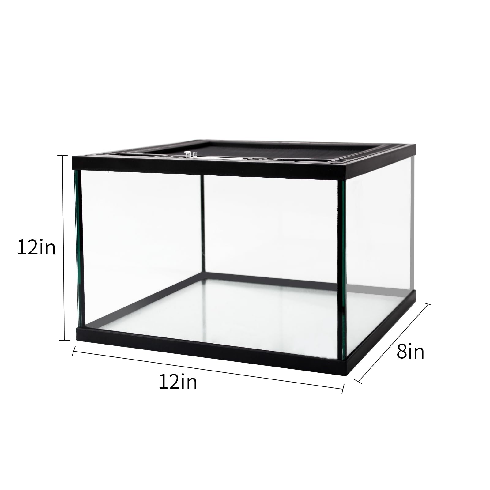Terrario in vetro per rettili, 30,5 x 30,5 x 20,3 cm, vista completa con ventilazione superiore, gabbia per habitat per anfibi, rane, ragni, scarafaggi Dubia, mantide religiosa, cricket,