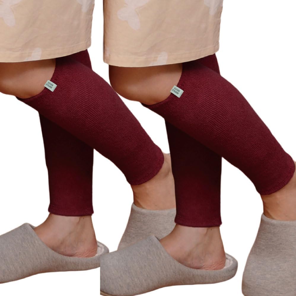 [ミーテ] mite レッグウォーマー ぬくぬくレッグウォーマー２足組 ロング丈45㎝ メンズ レディース 日本製 伸びる エンジ２