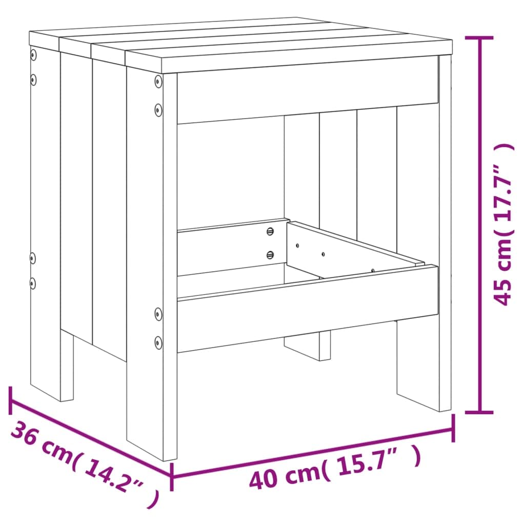 Stołki ogrodowe 2 szt. czarne 40x36x45 cm lite drewno sosnowe hokery z podpórką na stopy max 110 kg na patio balkon taras ogród