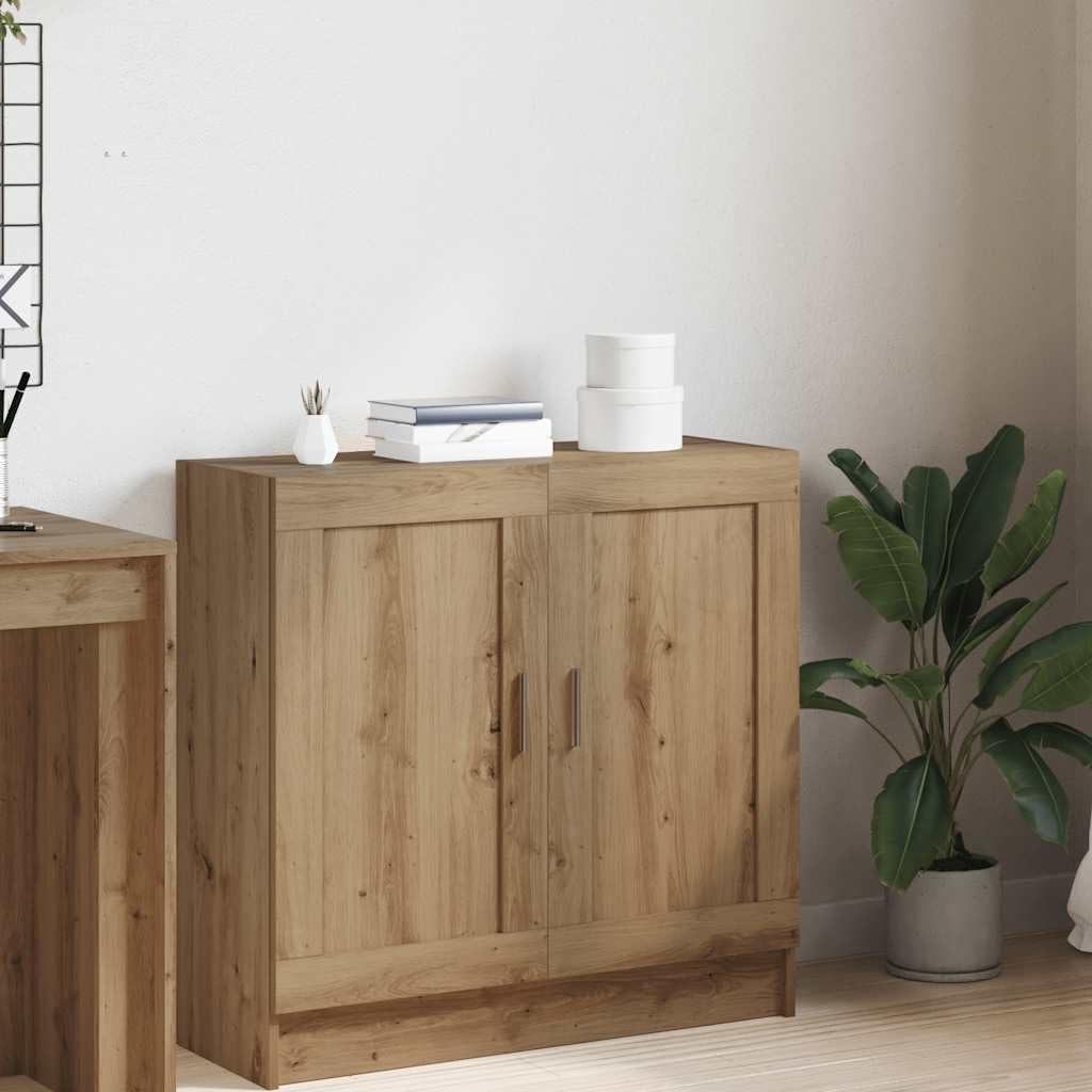 Bücherschrank Artisan-Eiche 82,5x30,5x80 cm, Holzwerkstoff, mit 2 Türen, vielseitige Regaleinheit für Bücher, DVDs, Wohnzimmer, Schlafzimmer