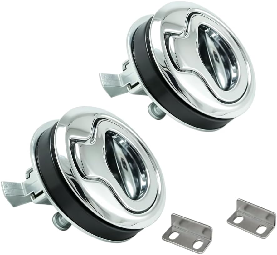 WJSKDQ 2PCS Flush Pull Latch 1.5" Handle Lift Slam Latch for Boat Deck Door Locker Hatch Cabinet Hardware Marine Hatch Latch Lock Silver