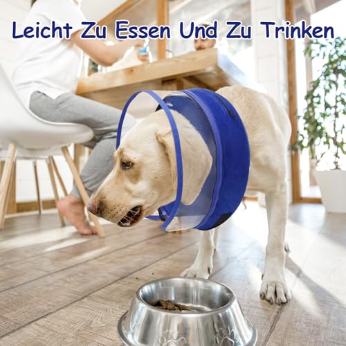 Lvefyti Aufblasbare Halskrause Hund,Einstellbar Hundekragen Leckschutz mit Schutzschicht,Atmungsaktive Elisabethanischer,Hundebody nach OP,Genesungshalsband Vorbeugung von Biss- und Leckwunden(Blau,L)