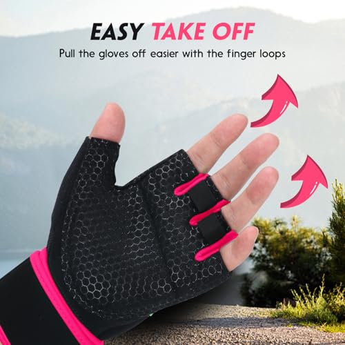 Image of Workout Gloves Gym Gloves Weight Lifting Gloves for Men Women with Full Palm Pad,Strong Wrist Wraps Support,Enhanced Grip,for Fitness,Training,Weightlifting,Exercise