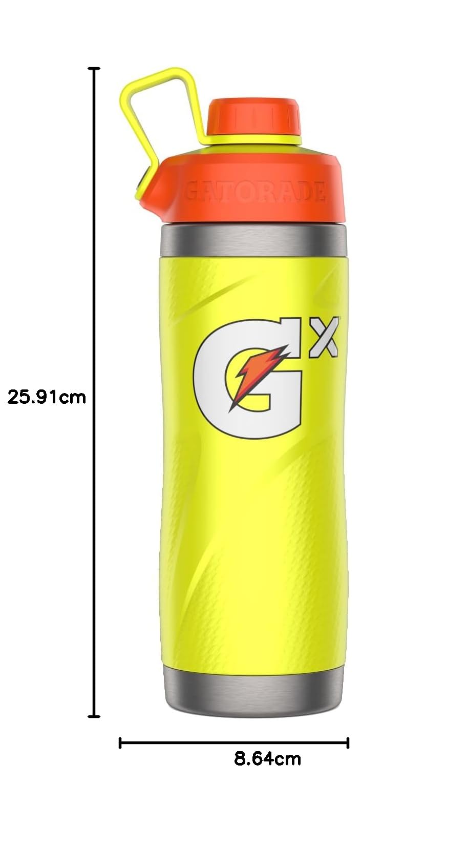 Gatorade Gx - Borraccia in acciaio inox, giallo fluo, 907,2 g