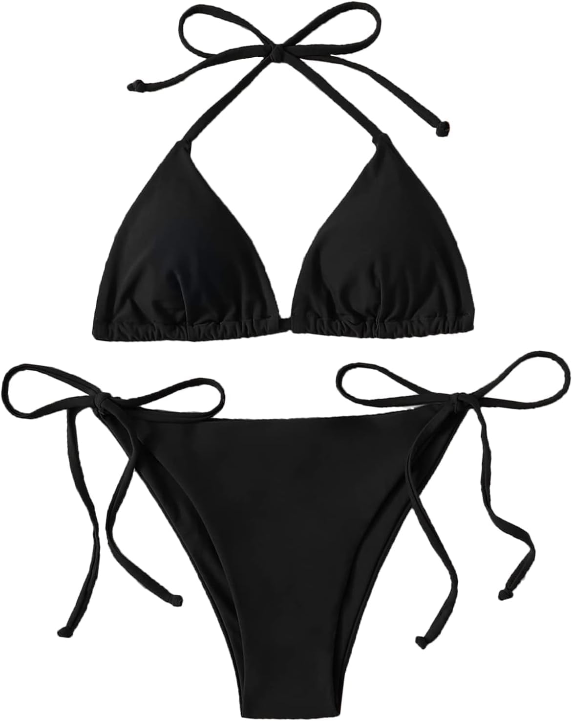 Aretas Ensembles de Bikini pour Femmes, Maillots de Bain Deux pièces, Bikini Triangle à ficelles, Enfiler Halter, String Sexy, Bikini Tanga, Maillot de Bain pour Femmes
