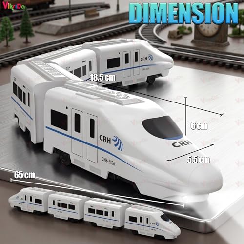 Image of VikriDA Remote Control Kids Express Train Toy with Lights & Sounds Also one Free Rechargeable Batteries EMU Electric Train Model for Boys and Girls - White