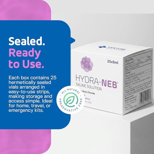 Image of 0.9% Sterile Saline Sodium Chloride Solution, Preservative Free, Nasal Irrigation, Moisturizing of The Airways, Sinus Rinse, Nose Cleanse, All Ages - 25 x 5ml