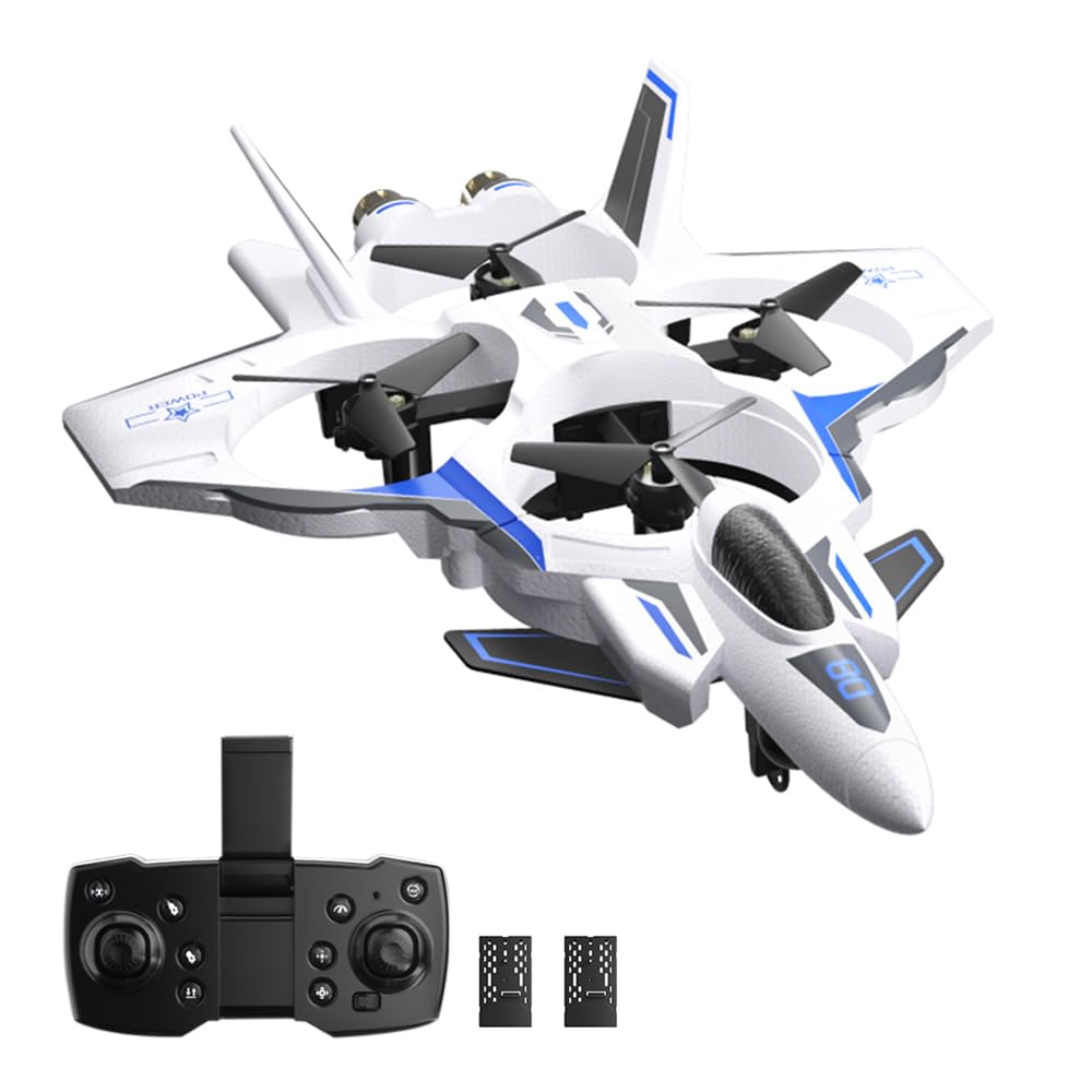 Dodoore RC Fighter Jet, RC Plane 2.4GHz 4CH Remote Control Airplane, Foam RC Aircraft Glider with 3D Flip, Altitude Hold, Headless Mode, 2 Batteries, Easy to Fly for Adults Kids Beginners (Blue)