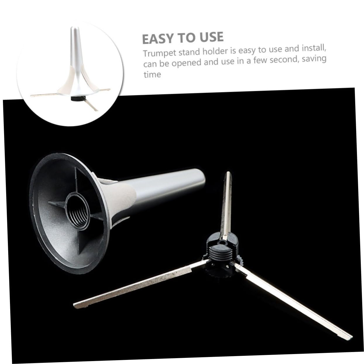 ULDIGI Portable Trumpet Stand Holder Metal Foldable Support for Trumpet Instruments