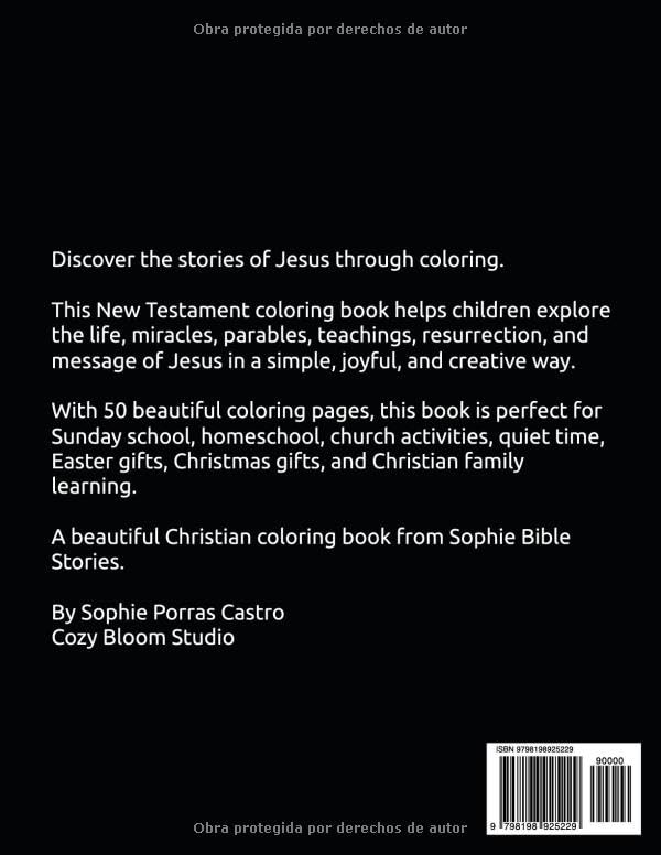 New Testament Coloring Book for Kids: Bible Stories of Jesus, Miracles, Parables, Easter and Christian Activity Pages for Children (Sophie Bible Stories) (Spanish Edition) image 3