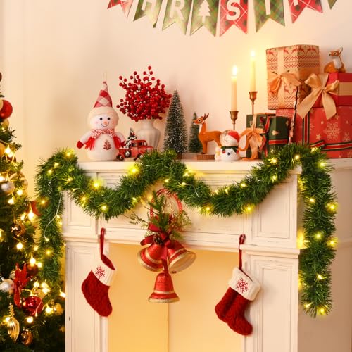 Christmas Decorations-2 Pack 50 FT Christmas Garland for Mantle, Artificial Pine Garland Christmas Tree Garland Decorations, Green Garland for Indoor Outdoor Home Christmas Decorations - Image 3