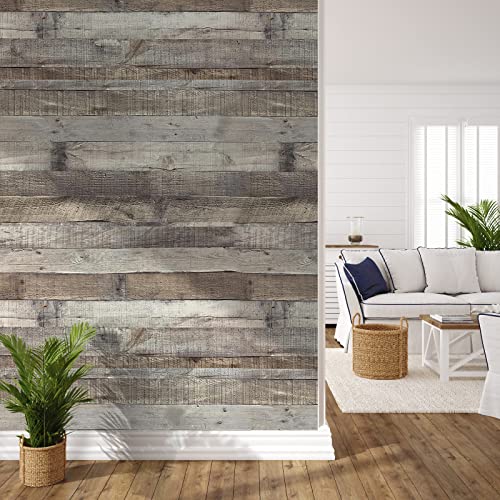 Reqfen Rustic Wood Wallpaper Stick And Peel Self Adhesive Vintage Wood Contact Paper Removable Wall Paper Shiplap For Home Decoration And Wall Cover Use17.71” X 120” #TOP3