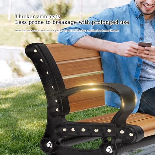 Banc de jardin en bois massif résistant à la corrosion et cadre métallique 150 cm - 5