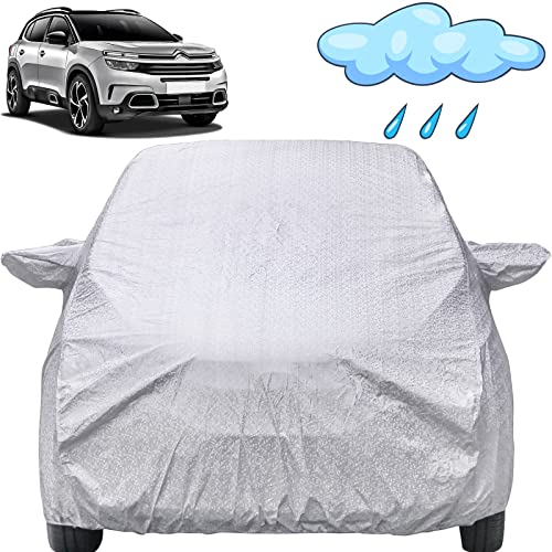 Image of Autofact Waterproof Car Body Cover Compatible with Citroen C5 with Mirror Pockets (Shinning Silver)