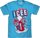 Tee Luv Hawaiian ICEE T-Shirt - ICEE Polar Bear Shirt (Large) Pool Blue