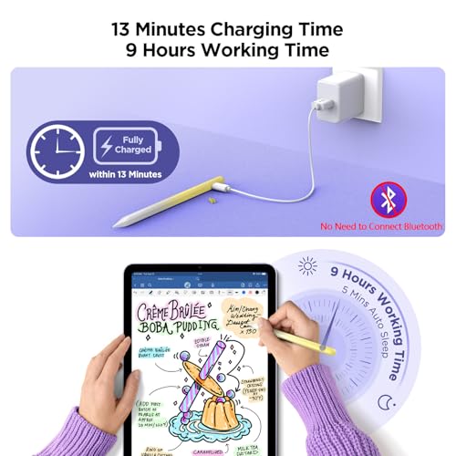 Image of DEGGE Stylus Pen for iPad 2018-2025, 15Mins Fast Charge for Apple Pencil, Palm Rejection, Compatible with iPad A16 11 /10 /9 /8 /7 /6, iPad Pro M5 /M4 /12.9 inch /11 inch, iPad mini 7 /6 /5, iPad Air M3 /M2 /5 /4 /3
