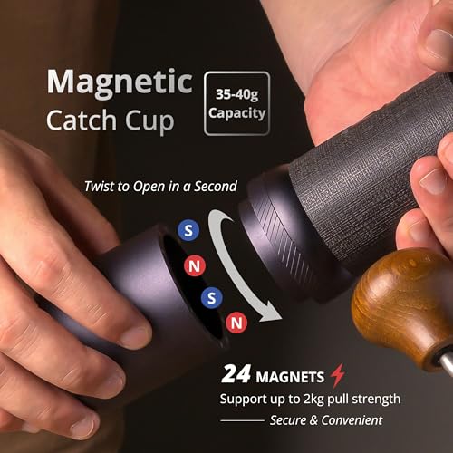 Image of 1Zpresso J-Ultra Manual Coffee Grinder Iron Gray, Conical Burr, Foldable Handle, Magnet Catch Cup Capacity 40g, Numerical Adjustable Finely Setting, Faster Grinding Efficiency Ideal for Espresso