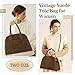 Suede Tote Bag Brown for Women,Vintage Faux Leather Top Handle Shoulder Satchel Bag,Fashion Womens Suede Purse Crossbody Pouch,Retro Large Capacity Tote for Work Travel Daily(Brown)