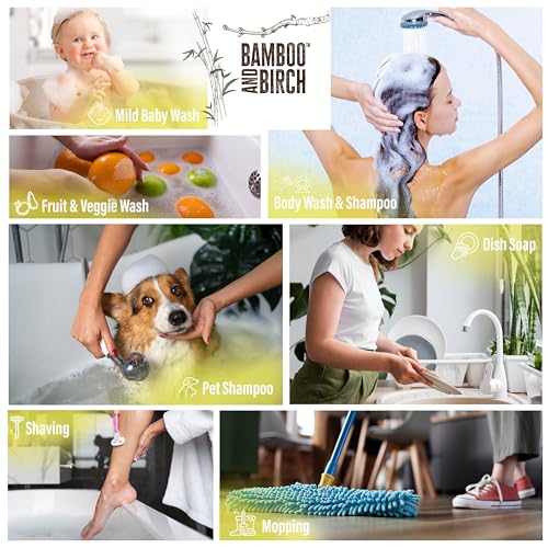 Image of BAMBOO AND BIRCH Pure Castile Soap Liquid, Certified Palm Oil Free Natural Soap, Lemon Zest, 128 oz