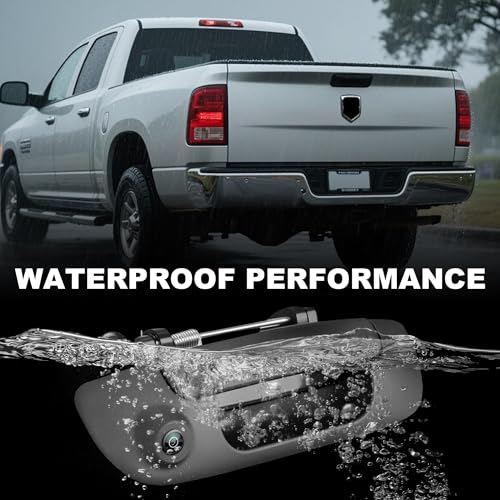Image of PartsFlow Rear View Backup Tailgate Handle Camera Compatible with 2002-2008 Dodge Ram 1500 & 2003-2009 Ram 2500 Ram 3500 - Textured Black Latch Handle, Replace# 55276237AA