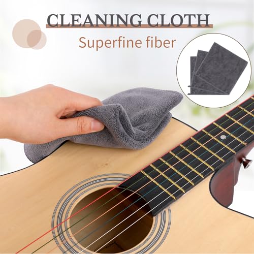 3 Pcs Guitar Clean Cloth Guitar Cleaning Cloth Violin Cloth Plush Microfiber Soft Cleaning Polishing Towels for Guitar Flute Violin Bass Piano Cello String Instruments(Gray,12 x 12 Inch