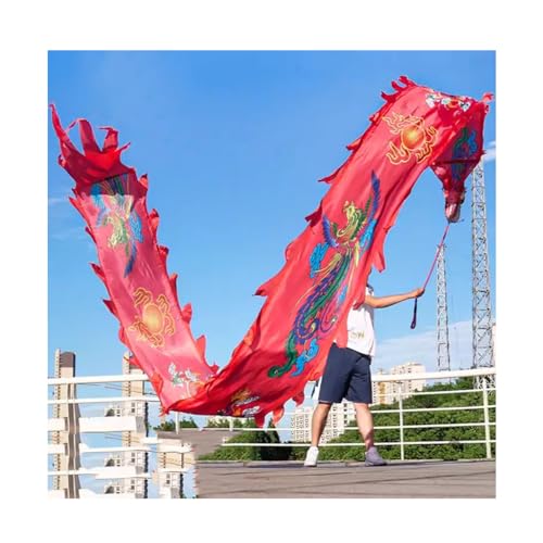Cinta De Baile De Dragón, con Cabeza De Dragón Real 3D Wu Long Y Cuerda for Columpio Conjunto De Ejercicios for Lanzar Al Aire Libre(Size:10m/33ft)