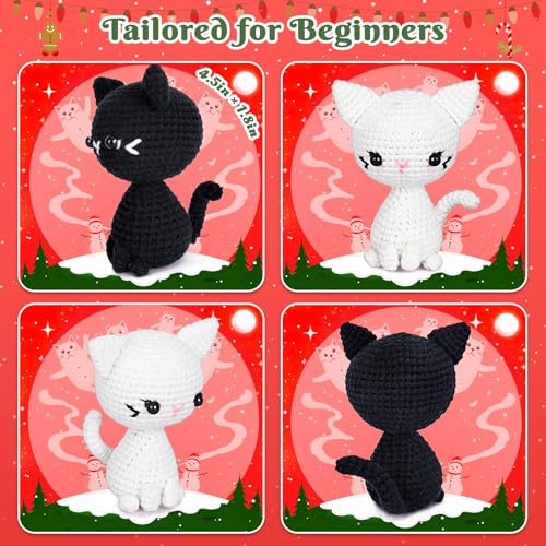 Crochet Kit for Beginners, Crochet Starter Kit with Step-by-Step Video Tutorials, Crochet Animal Kits for Adults, DIY Craft Supplies (Magical Cats) - Thumbnail 4
