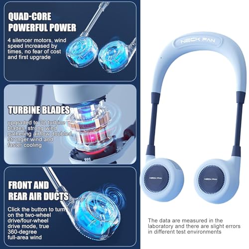 Ventilador de cuello recargable portátil sin aspas USB de 10 pulgadas 6