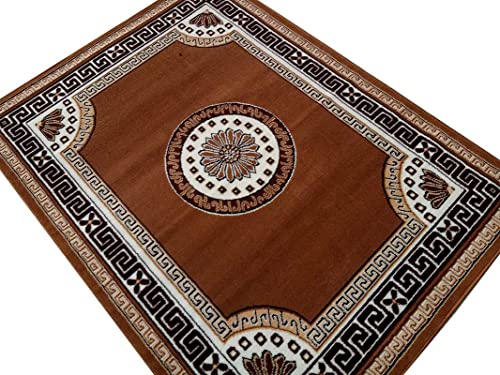 Image of Floral Design Acrylic Polyester Carpet for Living Room 8x11 Feet Color Gold and White(240x330Cm), Large Rectangle