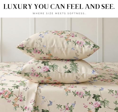 Image of VAS COLLECTIONS 300 TC Cloud Cotton Bedsheet Set Super King Size 108x108 Inch (275x275 cm) | Soft Breathable Double Bed Sheet with 2 Pillow Covers | Luxury Hotel Quality Bed Linen (Rose & Sage)