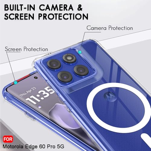 Image of TheGiftKart Ultra-Hybrid Crystal Clear Back Case Cover for Motorola Edge 60 Pro | Shockproof Design | Hard Back Cover for Motorola Edge 60 Pro (PC & TPU, Magsafe Compatible, Clear)