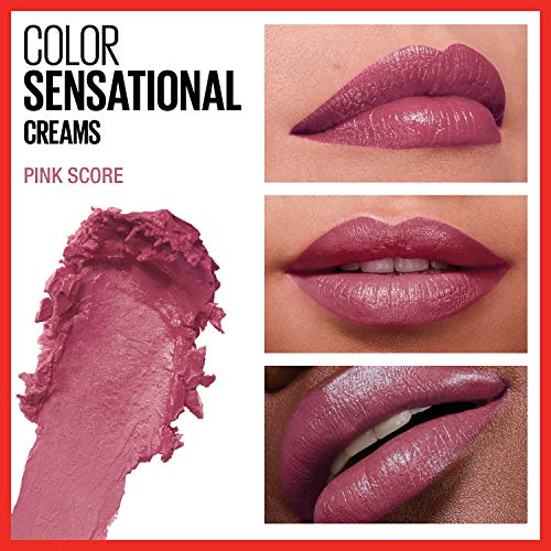 Image of Maybelline Color Sensational Lipstick, Lip Makeup, Cream Finish, Hydrating Lipstick, Nude, Pink, Red, Plum Lip Color, Pink Score, 0.15 oz. (Packaging May Vary)