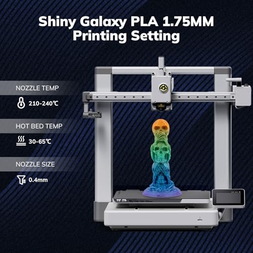 Image of AMOLEN PLA 3D Printer Filament, Galaxy Rainbow Color Changing with Light Filament 1.75mm,Shiny Sparkle 3D Printing Filament for Most FDM 3D Printers,Dimensional Accuracy + /- 0.02mm,1kg Spool(2.2lbs)