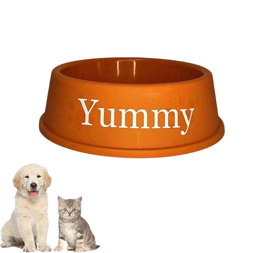 Custom Pet Bowls With Name, Personalized Dog Bowl/Cat Bowl, Personalized Dog Food Water Bowls, Plastic Feeding Bowl For Large/Small/Dog/Cat(Orange)
