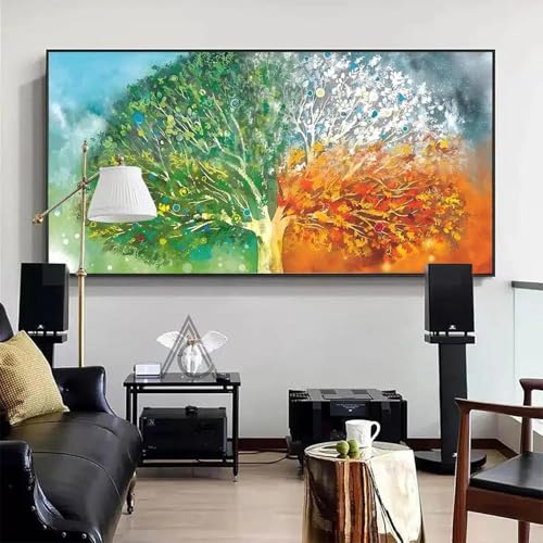 Affiches de paysage arbre rouge pour art mural de salon