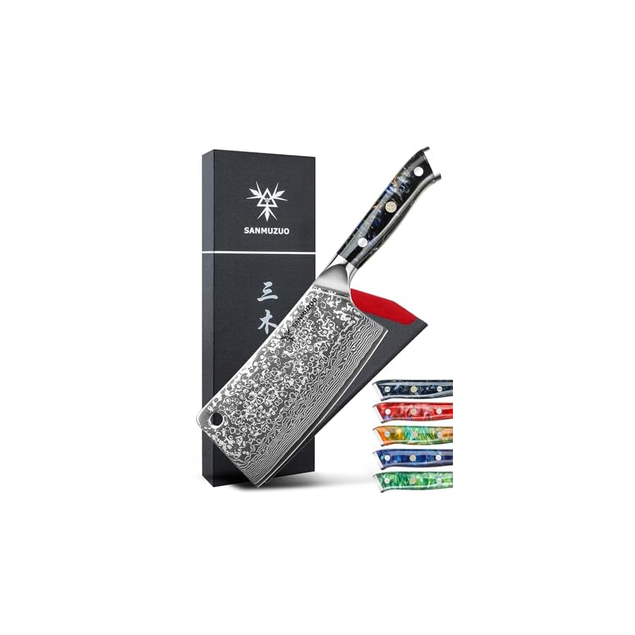 Chopping-Knife-7-inch-Cleaver-Knife-Xuan-Series-VG10-Damascus-Steel-Kitchen-Knife-Resin-Handle-Starry-Black SANMUZUO Chopping Knife - 7 inch Cleaver Knife- Xuan Series - VG10 Damascus Steel Kitchen Knife - Resin Handle (Starry Black)