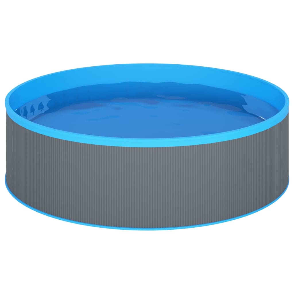 Piscina per bambini con skimmer sospeso e pompa, 350 x 90 cm, grigio, parete in acciaio con rivestimento in PVC, piscina fuori terra per piscina da giardino, pulizia e tempo libero, estate