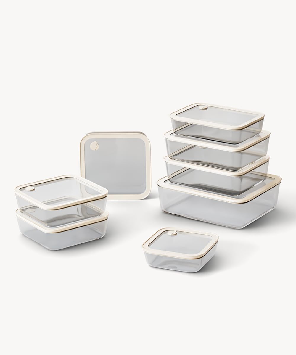 Zoha Frischhaltedosen Glas Set 8-teilig – Vorratsdosen Glas mit Deckel BPA-frei – luftdichtes Frischhaltedosen Set – mikrowellengeeignet & ofenfest – Glasbehälter für Meal Prep