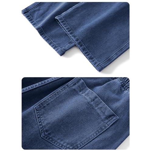 Men's Denim Pants Drawstring Straight Leg Jeans Pants Loose Vintage Pockets Trousers for Men Baggy Cargo Jeans4