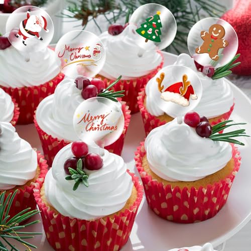 Lusofie 583194_1_6PVPGXVA 30Pcs Round Acrylic Cupcake Toppers 2 Inch Circle Acrylic Cupcake Toppers Diy Round Cupcake Picks Mini Wedding Cupcake Topper Sticks thumb #4