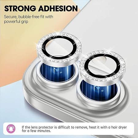 Image of for iPhone 16 /16 Plus Camera Lens Protector Bling Individual Metal Diamond Ring 9H Hardness Scratchproof Protector, Stylish Phone Accessories, Case Friendly (Silver Diamond)